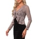 thumbnail image 4 of INSPIRE CHIC Bolero de Encaje Floral para Mujer con Dobladillo Volante, Cárdigan Corto con Lazo Frontal, Ligero para el Verano, Cobertura en Rosa Intenso Talla S, 4 of 6