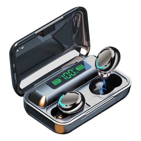 Tws - Auriculares F9-5 Negro + Banco Bateria 2000Mah Negro