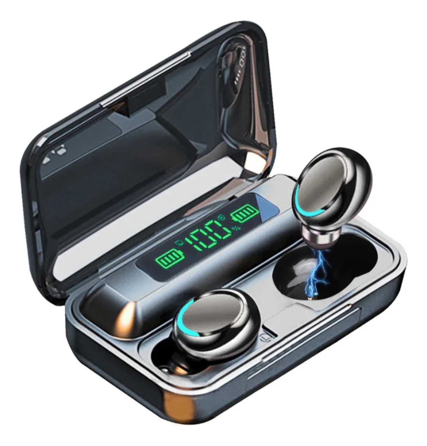 Tws - Auriculares F9-5 Negro + Banco Bateria 2000Mah Negro