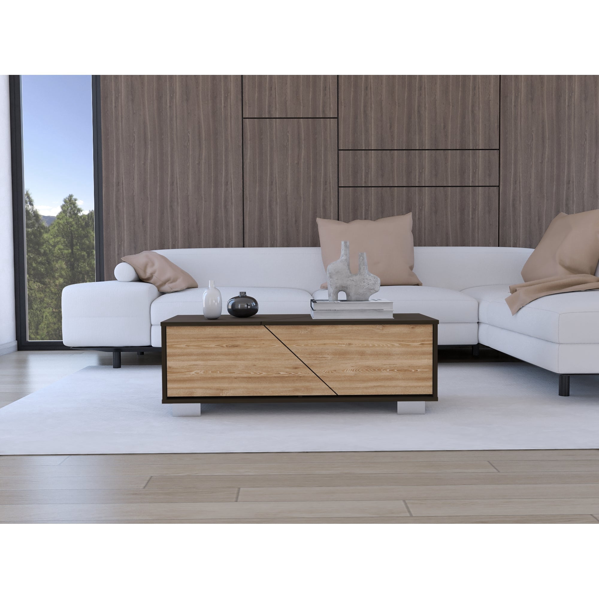 Tuhome - Mesa De Centro Fraktal 1 Puerta Cafe Y Miel