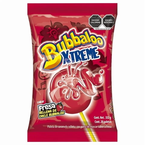 Bubbaloo - Chupetes Con Chicle Frutilla Xtreme 20 Un