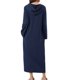thumbnail image 3 of INSPIRE CHIC Bata con Capucha para Mujer con Cremallera, Manga Larga, Largo Completo, Sudadera, Camisón con Bolsillos, Vestido de Descanso Suave M Azul Marino, 3 of 6