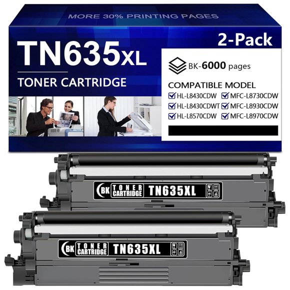 VIGUSI Juego de Cartuchos de Tóner TN635XL TN635 de Reemplazo para Brother