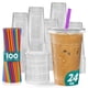 thumbnail image 1 of Vasos Transparentes Desechables De 700 Ml Con Tapas Planas Y Pajitas De 100 Unidades, 1 of 7