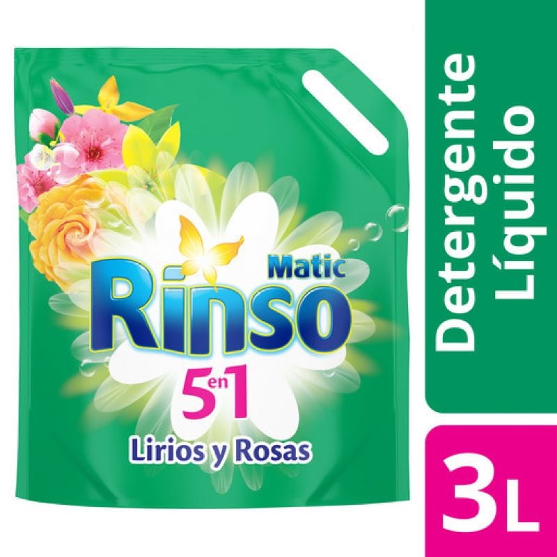 Detergente Líquido Lirios Y Rosas Doypack 3 L Rinso