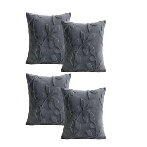 Genérico - Pack De 4 Fundas De Cojin Con Relieve 45X45Cm Gris O.
