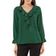 thumbnail image 1 of INSPIRE CHIC Blusa con Volantes para Mujer de Regreso a Clases Elegante para el Trabajo Cuello en V Manga Larga Top Elegante Verde L, 1 of 7