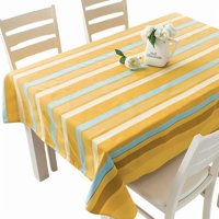 Mantel Polycotton Rectangular / Bandas Beige Blanco Celeste – Doral