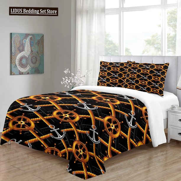 x2535 Bed SheetsLuxury Black Gold Geometric Full Size Duvet Cover Bedding Linen Set Seater Bedspread x x x 3-Piece Bedding Set (1 Duvet Cover + 2 Pillow Shams) nj2535