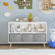 thumbnail image 2 of Kids bookcase with Collapsible Fabric Drawers, Children's Book Display, Toy Storage Cabinet Organizer, White/Gray, 2 of 3