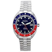 Bulova - Reloj Oceanographer Gmt Automático De Buceo Esfera Azul Acero Inoxidable 200M Para Hombre 96B405