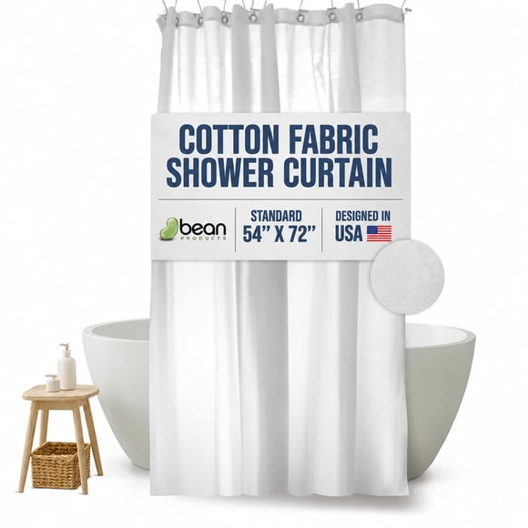 Cortina de Ducha con Forro de Algodón Blanca 137 × 183 cm – Bean Products