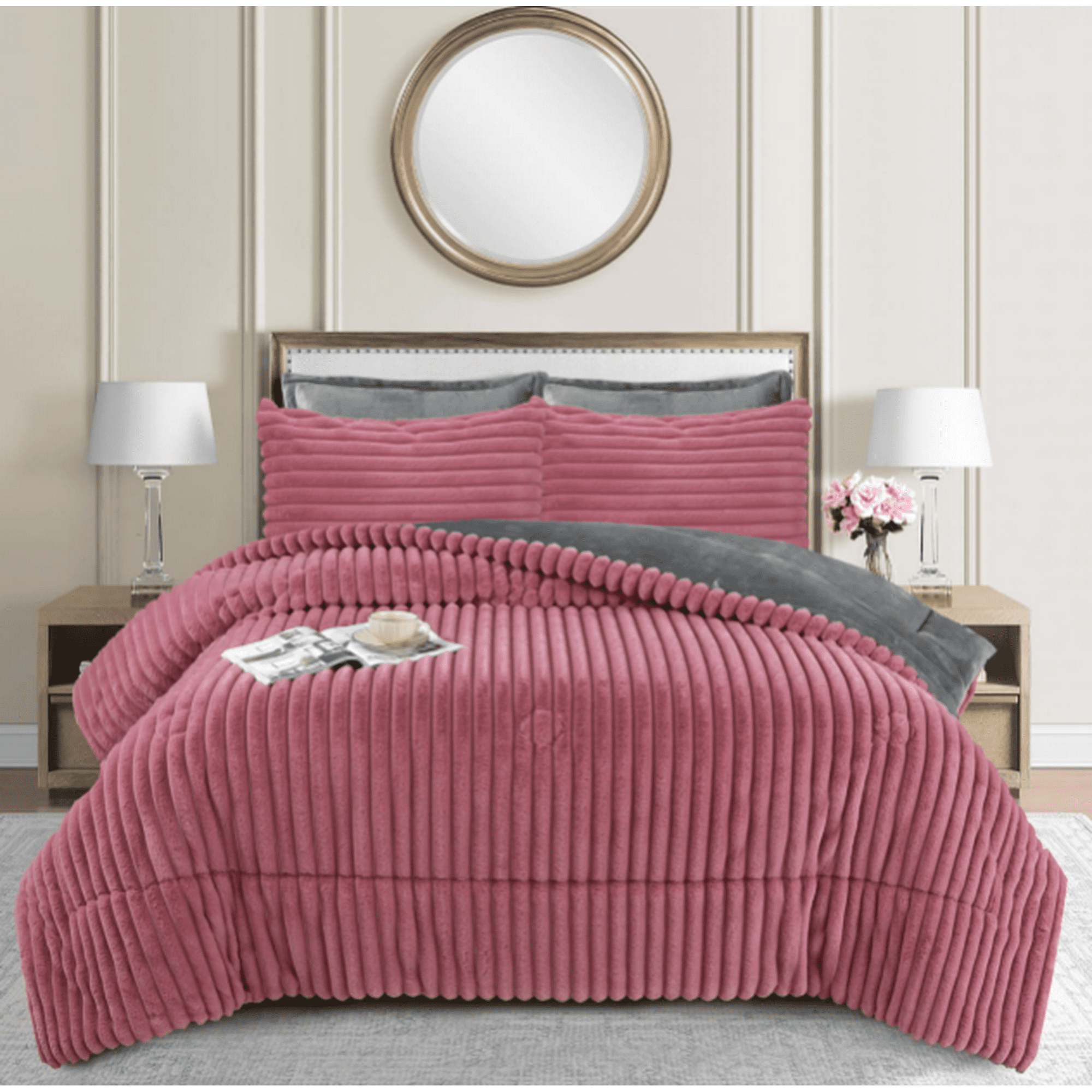 Mundo Shopping - Cobertor Con Chiporro Texturizado Lineal 2 Plazas Color Rosa