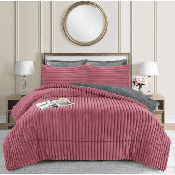 Cobertor Con Chiporro Lineal 2 Plazas Color Rosa