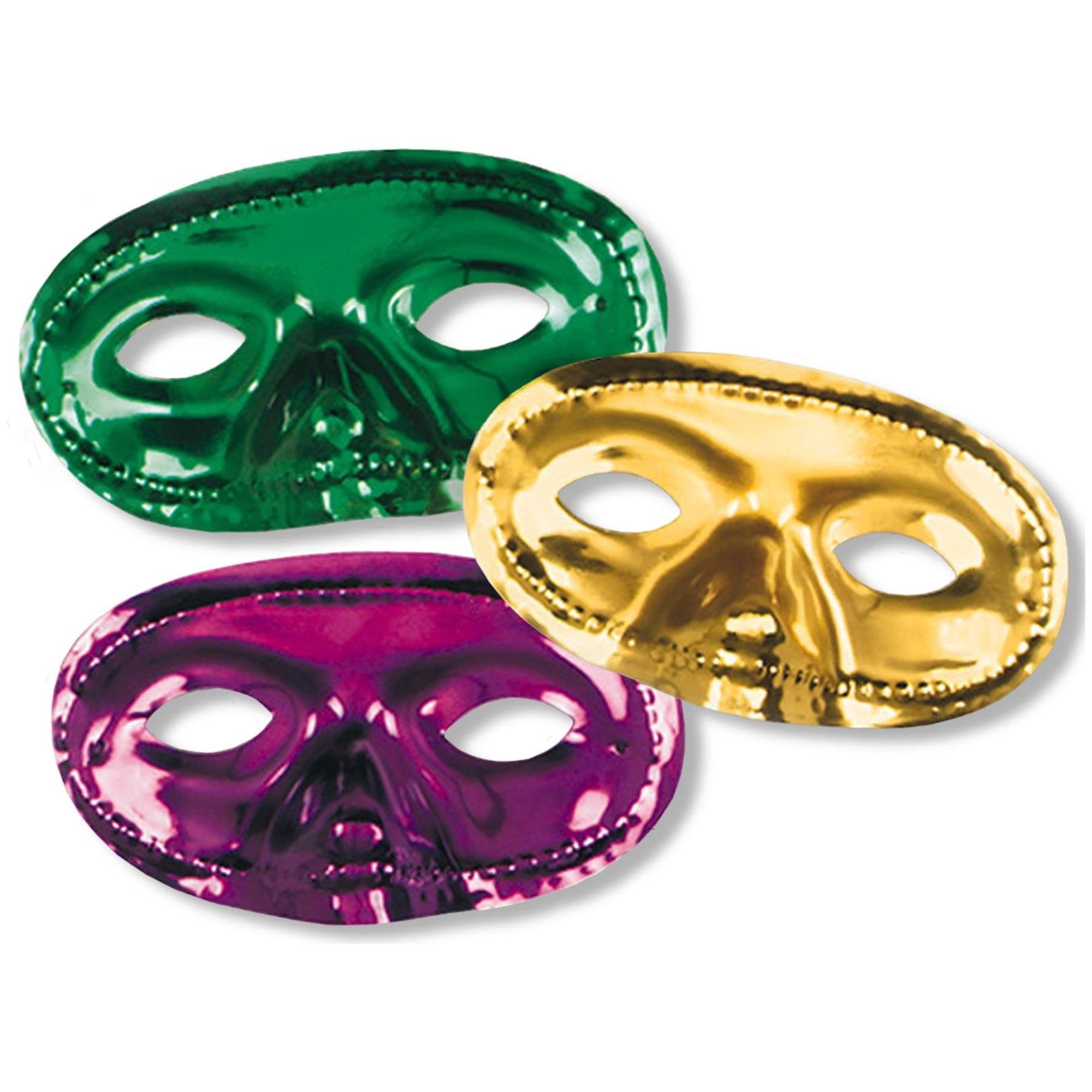 Beistle - Media Máscara Adicional Para Disfraz, Metalizado, Dorado, Verde Y Morado