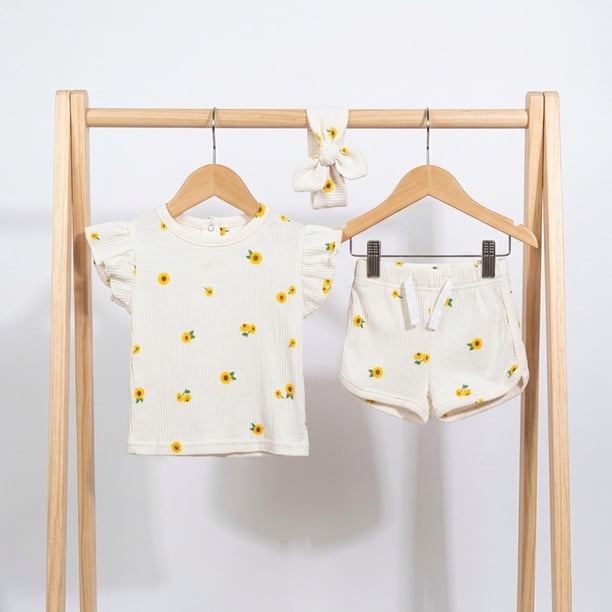 Conjunto Para Niña De Polera Y Short + Diadema 3 Prendas Primavera Verano