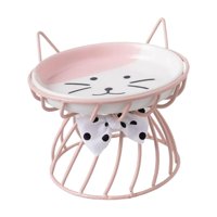 Magideal - Tazón De Comida Para Gatos Con Soporte De Hierro, Sin Derrames De Alimentación Para Mascotas Comida Para Mascotas Alimentador De Agua , Rosado B Rosa