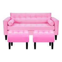 Bodevir - Sofa Retro 3C + 2 Pouf Felpa 00 Rosado