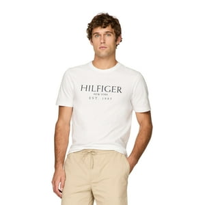 Camiseta Tommy Hilfiger Big Hilfiger Logo Para Hombre, Color Blanco, Algodón