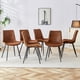 thumbnail image 1 of Brown suede backrest cushion dining chair, black metal legs, curved widened cushion design, more comfortable, suitable for restaurants, kitchens, bedrooms, offices. (6 chairs) 0502, 1 of 3