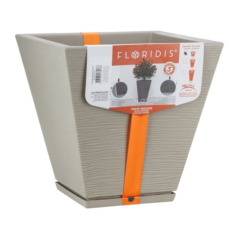 Floridis - Macetero Beige Zurique 34Cm Alto Con Plato