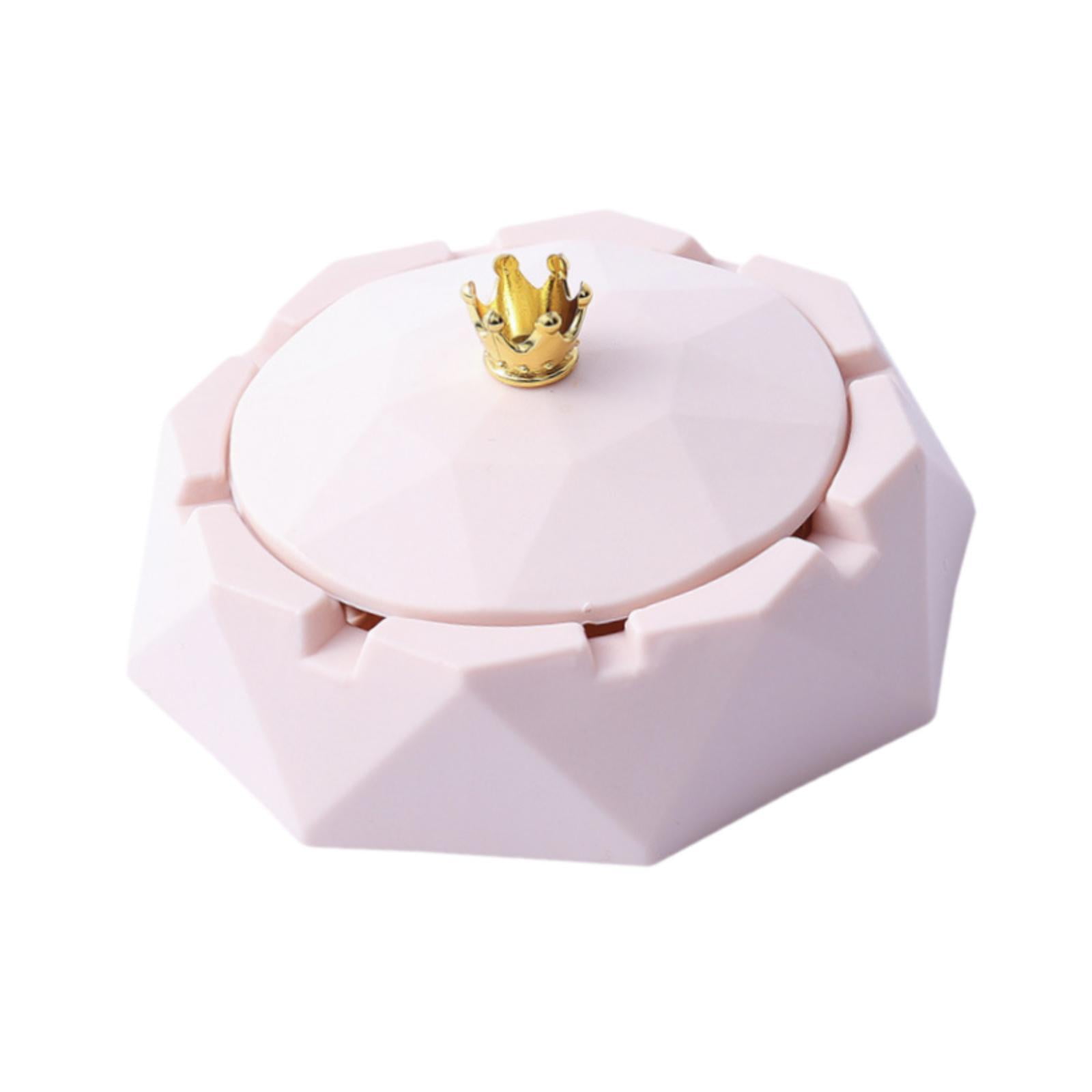 Bothyi - Cenicero De Escritorio De Gran Capacidad, Práctico, Con Tapa, Para Exteriores, Mesa Y Patio, Color Rosa