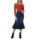 thumbnail image 2 of Falda de Cola de Pescado para Mujer INSPIRE CHIC de Mezclilla Maxi Desgastada Azul Oscuro M, 2 of 6