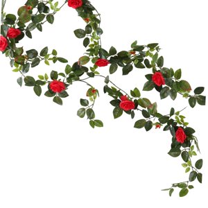Magideal - Artificial Rose Vines Seda Rose Vine Fotografía Prop Greenery Artificial Floral Garland Para El Fondo Recepción En El Hogar Decoraciones Para Fiestas Rojo