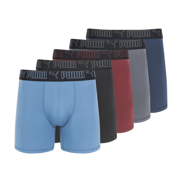 Calzoncillos tipo bóxer PUMA Performance para hombre, paquete de 5, azul marino y rosa