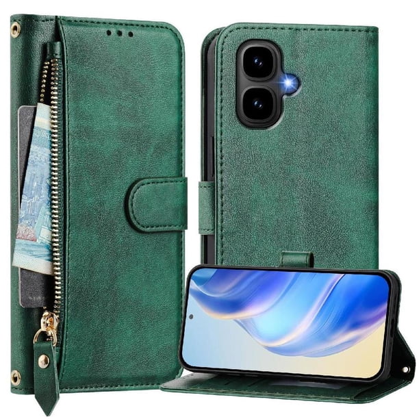 FOXDOCK Funda Tipo Cartera para Samsung Galaxy A06 5G Cuero PU con Cremallera y Correa de Muñeca, Ranuras para Tarjetas, Soporte Plegable, Cierre Magnético