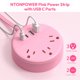 thumbnail image 3 of Regleta de alimentación NTONPOWER rosa, 3 enchufes, 2 USB-C, 2 USB-A, 10 pies, 3 of 9
