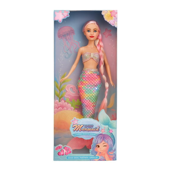 Muñeca Sirena Lovely Con Vestido De Lentejuelas Juguete piel