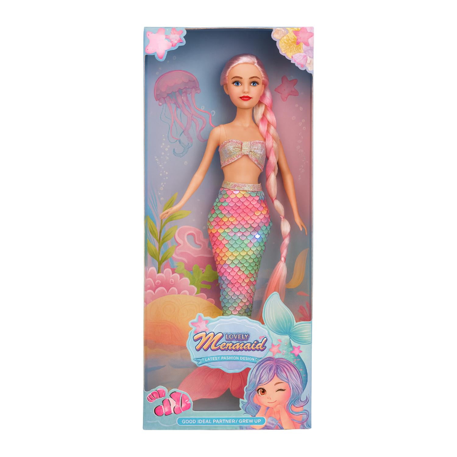 Fliperex - Muñeca Sirena Lovely Con Vestido De Lentejuelas Juguete Piel