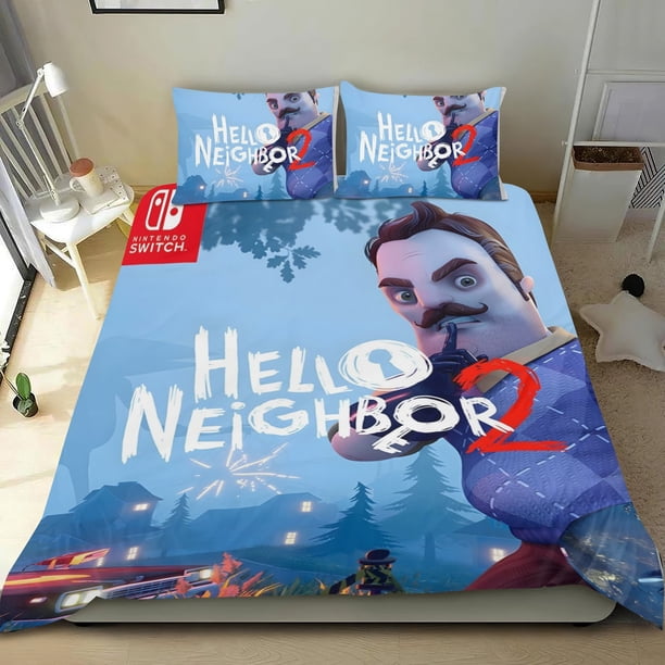 Hola Vecino Conjunto de sábanas temático, trío de piezas, cómodo y amigable con la piel, diseño único, regalo de decoración para el hogar para familiares, amigos y fans, 90 cm * 190 cm