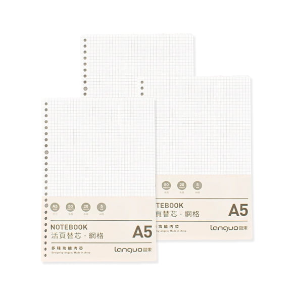 Pack 3 Repuestos Hojas Anilladas Tipo Binder A5 Diseño Cuadros