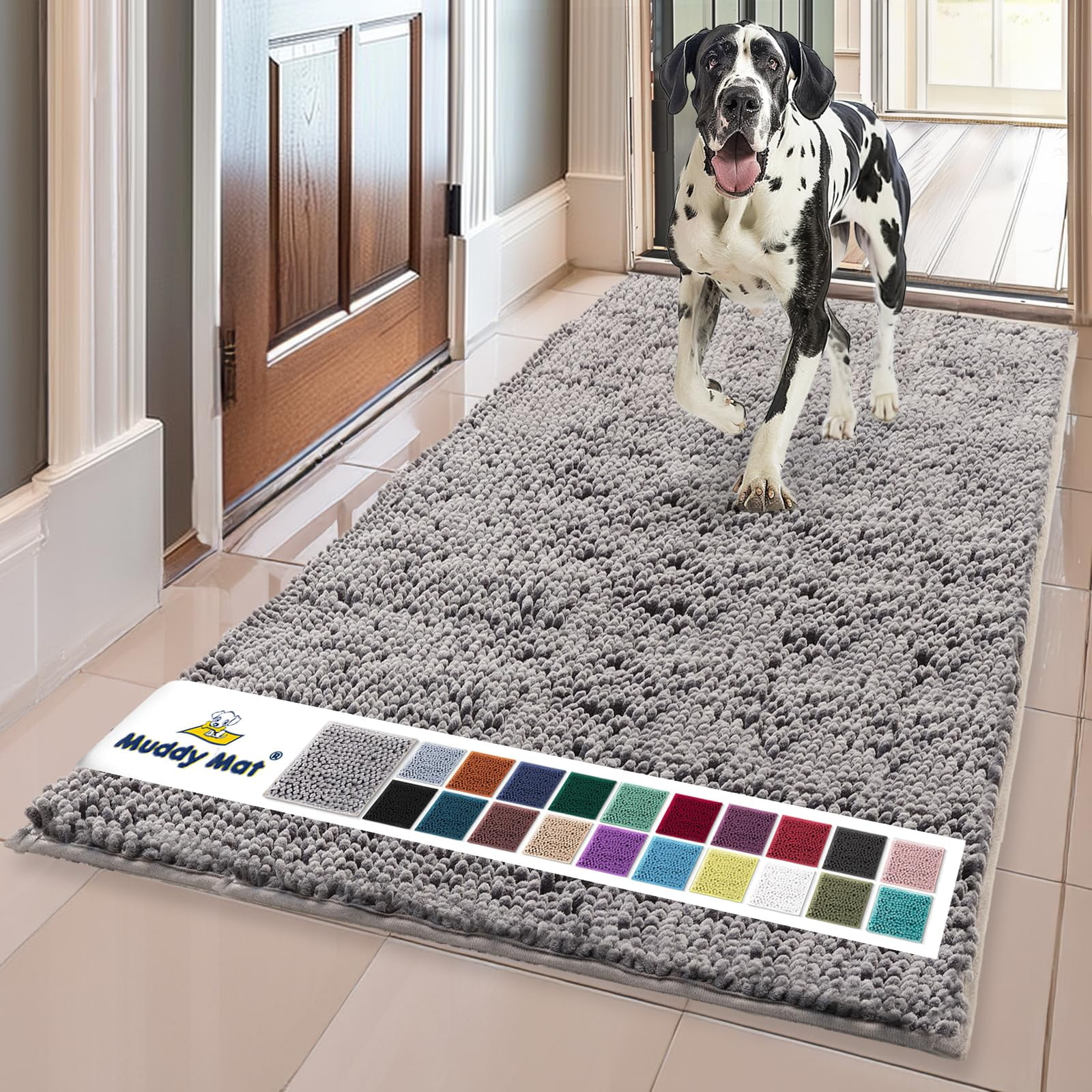 Felpudo Muddy Mat, Superabsorbente, De Microfibra, Gris, 91 X 152 Cm