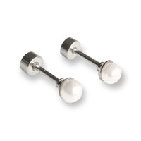 Elbauldejuma - Pendientes 4Mm Perlas Agua Dulce Con Cierre Tuerca