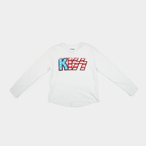 Polera Manga Larga Niña Logo Blanco Kiss