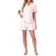 thumbnail image 2 of INSPIRE CHIC Conjunto de Salón para Mujeres Estampado de Fresas Volantes con Volantes Patrón Lindo Conjunto de Pijama de Manga Corta con Botones S Rosa Claro, 2 of 6