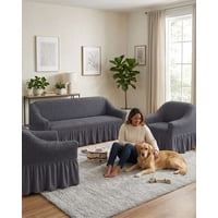 Mylhogar - Juego De Fundas Cubre Sillon Turco 3+1+1 Con Textura De Burbuja