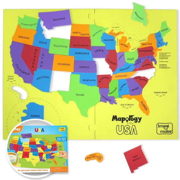 Puzzle Imagimake Mapology Estados Unidos con datos curiosos de 4 a 8 años