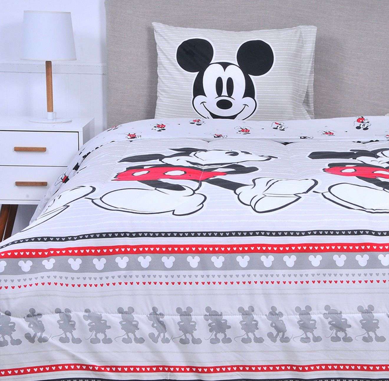 Mashini - Cubrecama Plumón Infantil Niña Nilño Mickey Gris