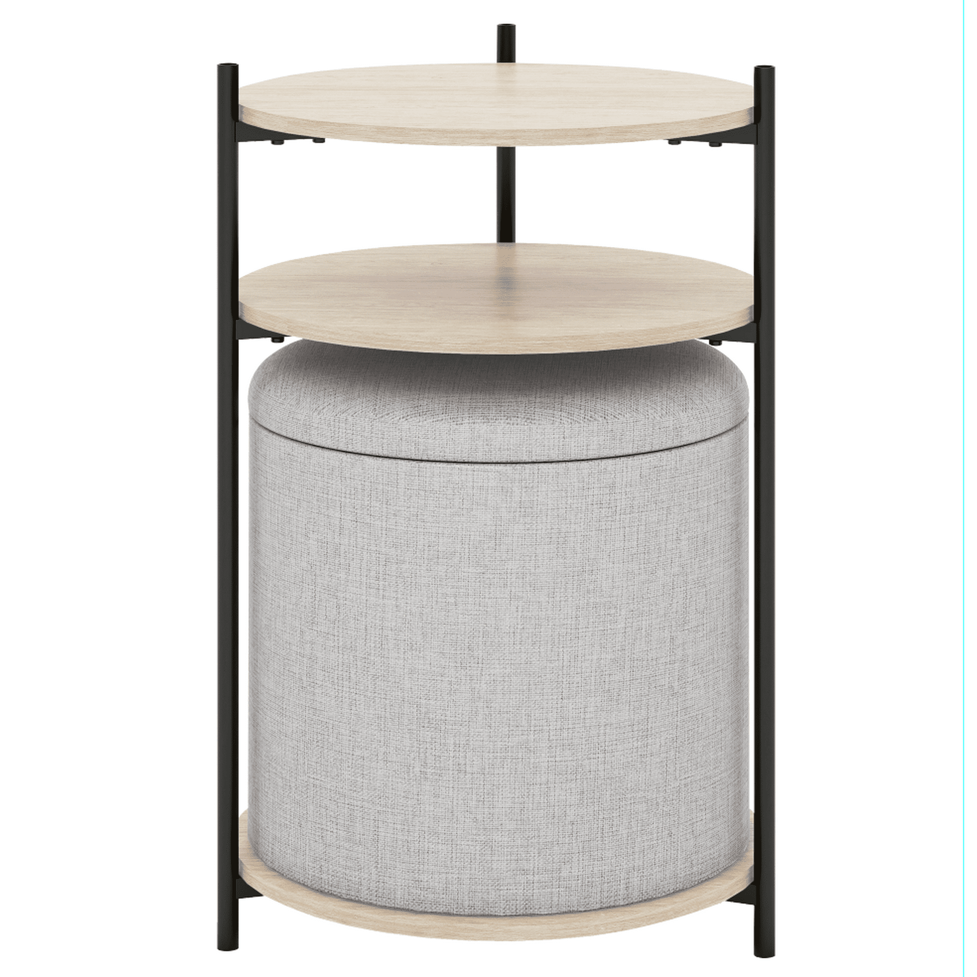 Carry All - Mesa Centro Arrimo 3 Repisas Con Pouf Minimalist 2 En 1