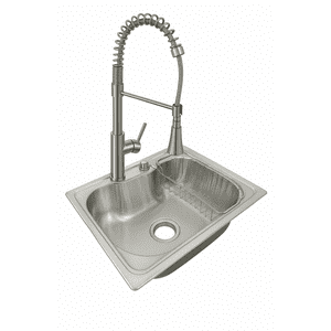 Genérico - Pack Lavaplatos Empotrado Simple 50X40X18 Cm Giovanni V + Llave Monomando Flexible Profesional Plata