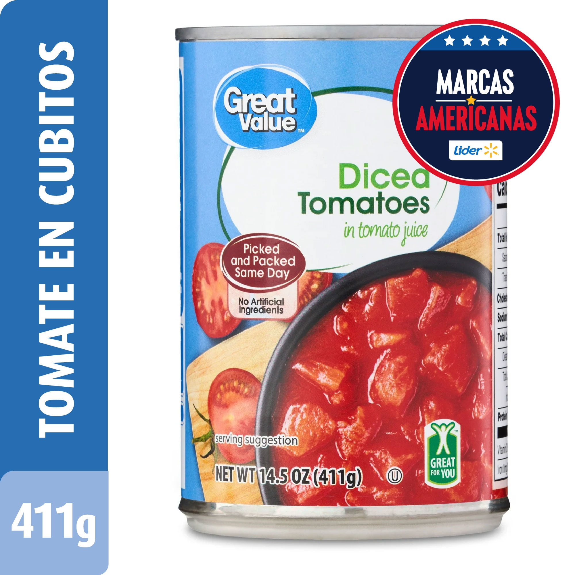 Tomate En Cubitos Tarro 411 g Great Value