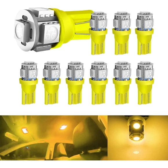 Bulbo LED Auto Pack 10 Rebvugr 194 T10 168 2825 Amarillo 12V