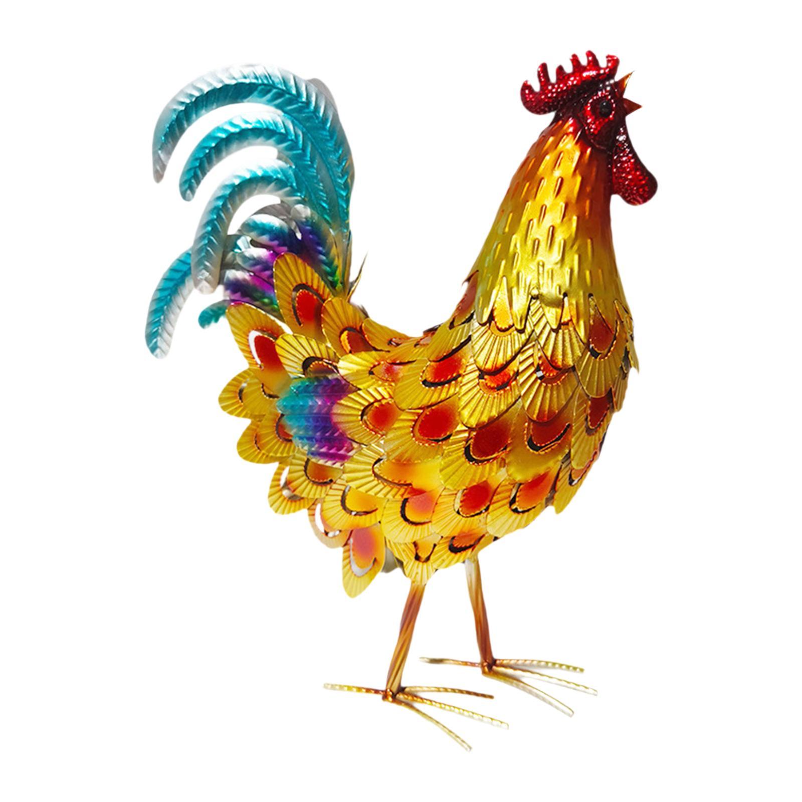 Magideal - Estatuilla De Metal, Estatua De Gallo Para Decoración Del Hogar, Adorno De Regalo, Escultura De Animal Para Patio, Centros De Mesa De Jardín Y Césped Oro