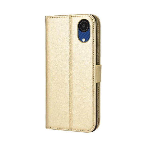 Funda tipo libro para Samsung Galaxy A03 CORE, cartera todo‑en‑uno, funda multifuncional con tarjetero y correa de muñeca desmontable