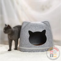 Estilodomus - Cama Para Gatos De Fieltro Iglú Gato Facil Limpieza Con Cojin - Gris