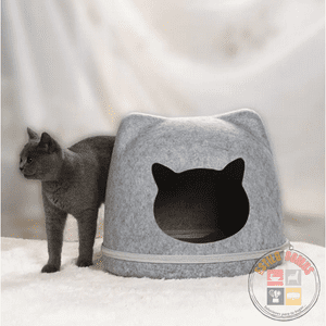 Estilodomus - Cama Para Gatos De Fieltro Iglú Gato Facil Limpieza Con Cojin - Gris